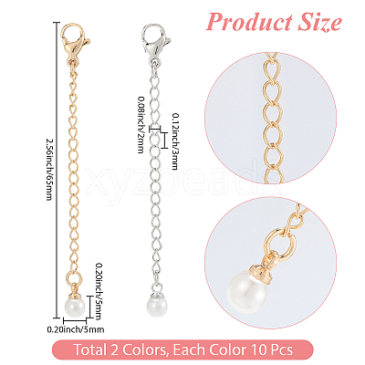 20Pcs 2 Colors Brass End with Chain KK-BBC0019-10-1
