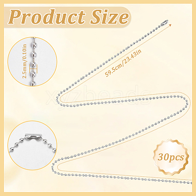 30Pcs Iron Ball Chain Necklace Making MAK-SP0001-08P-1