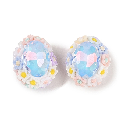 Handmade Luminous Polymer Clay Rhinestone Beads CLAY-H003-05F-1