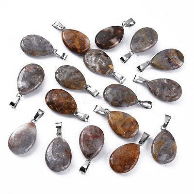 Teardrop Dyed Natural Crazy Agate Obsidian Pendants G-Q368-12-1