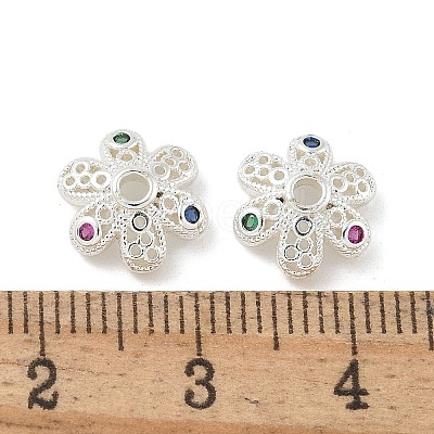 Brass Micro Pave Cubic Zirconia Bead Caps ZIRC-F141-16S-1
