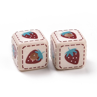 Opaque Printed Acrylic Beads MACR-C007-01H-1