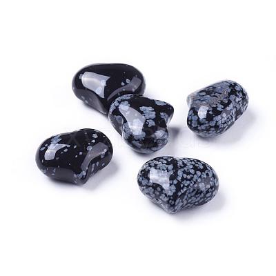 Natural Snowflake Obsidian Heart Love Stone G-F659-A25-1