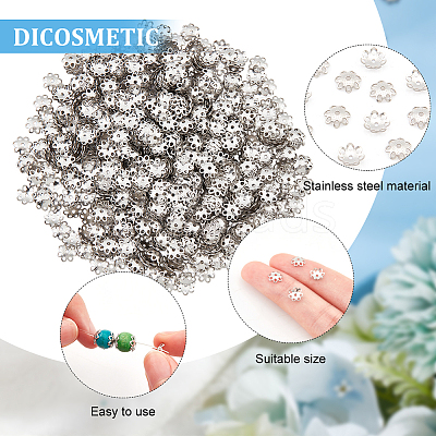1000Pcs 304 Stainless Steel Bead Caps STAS-DC0012-14-1