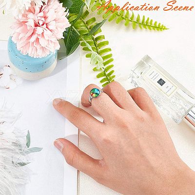 Tarnish Resistant Adjustable 304 Stainless Steel Finger Rings Components STAS-L193-P-14mm-1