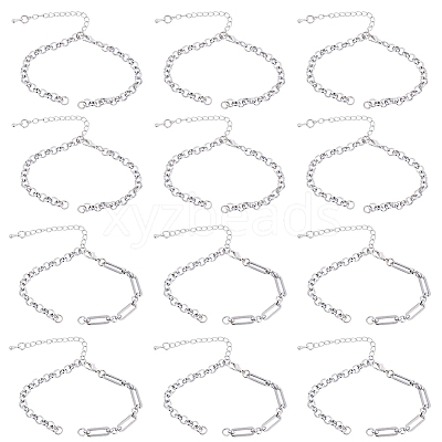 12Pcs 2 Styles 304 Stainless Steel Chain Bracelet Making AJEW-BM00003-1