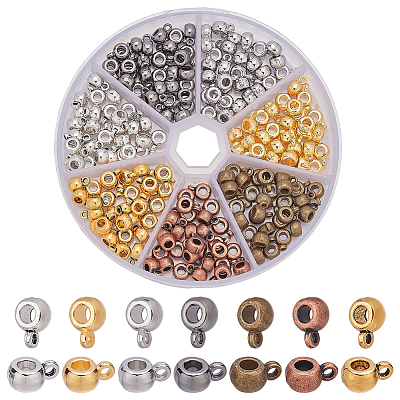 210Pcs 7 Colors Tibetan Style Tube Bails TIBE-WR0001-02-1