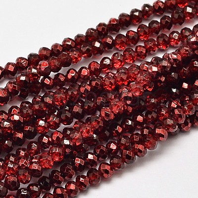 Faceted Rondelle Transparent Painted Glass Beads Strands DGLA-J001-C04-1