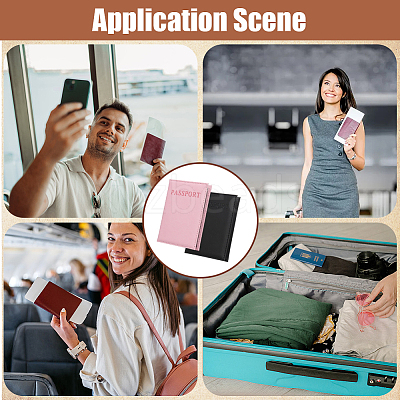 2Pcs 2 Colors PU Leather Passport Cover OFST-CL0001-10A-1