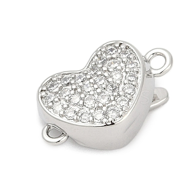 Brass Micro Pave Clear Cubic Zirconia Box Clasps KK-P291-44P-1
