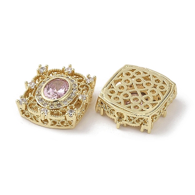 Brass Micro Pave Cubic Zirconia Beads X-KK-G491-36G-02-1