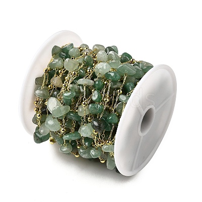 Handmade Natural Green Aventurine Chip Beaded Chains CHC-F020-09G-12-1