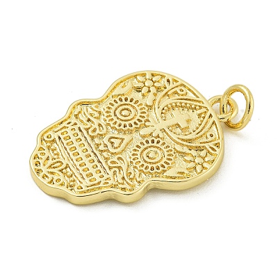 Halloween Theme Rack Plating Brass Pendants KK-Z067-18G-02-1
