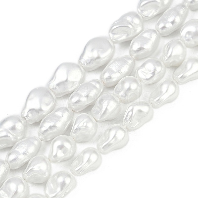 Electroplate Porcelain Imitation Pearl Beads Strands BSHE-Z009-02B-1