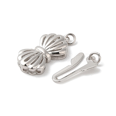 Rhodium Plated 925 Sterling Silver Box Clasps STER-G038-17P-1
