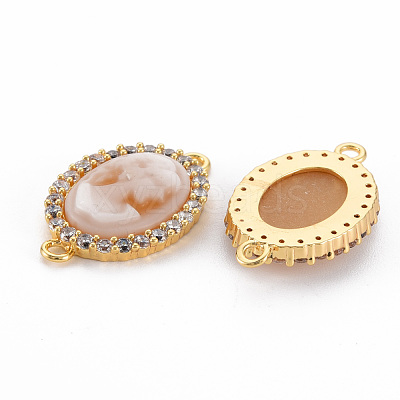 Brass Clear Cubic Zirconia Links Connectors KK-N233-120B-NF-1