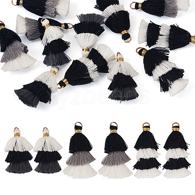 12Pcs 3 Styles Polycotton(Polyester Cotton) Tassel Pendant Decorations FIND-TA0009-05-1