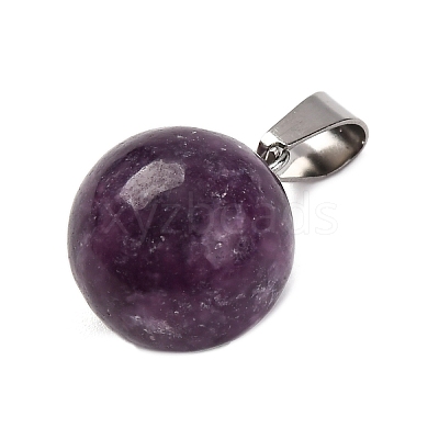 Round Natural Lepidolite Pendants G-Q434-20-1