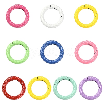 10Pcs Spray Painted Alloy Spring Gate Rings FIND-YW0001-56-1