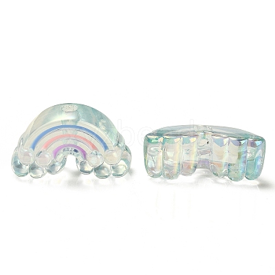 UV Plating Rainbow Iridescent Acrylic Enamel Beads OACR-G012-08A-1