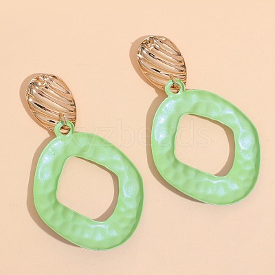Baking Paint Alloy Rhombus Stud Dangle Earrings for Women WG48396-01-1