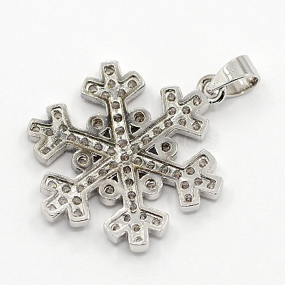 CZ Christmas Jewelry Brass Micro Pave Cubic Zirconia Snowflake Pendants ZIRC-M026-01P-1