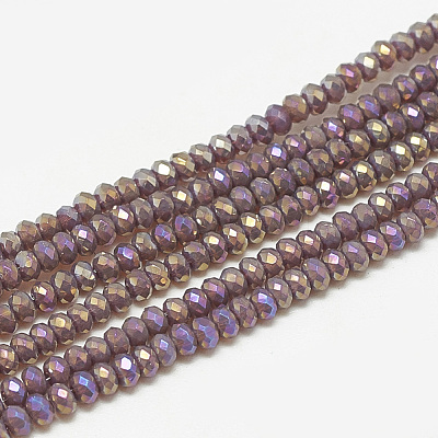 Electroplate Opaque Solid Color Glass Beads Strands EGLA-Q112-B16-1