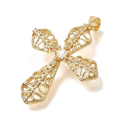 Brass Micro Pave Clear Cubic Zirconia Pendants CU-CBA9883-05G-G-1