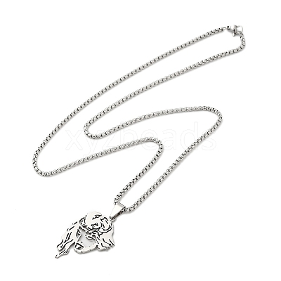 Non-Tarnish 201 Stainless Steel Box Chain Hollow Christian Jesus Face Pendant Necklaces for Women Men NJEW-U005-06P-1