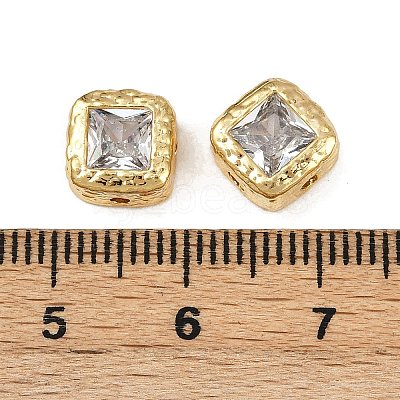 Brass Clear Cubic Zirconia Beads KK-D375-36G-01-1