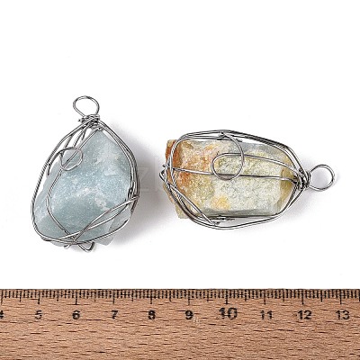 Raw Rough Natural Amazonite Pendants G-Q606-47P-1