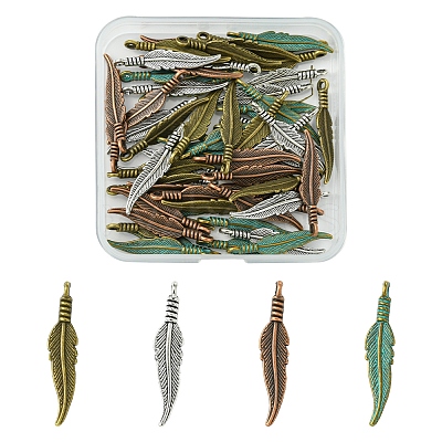 60Pcs 4 Colors Tibetan Style Alloy Pendants TIBEP-FS0001-18-1