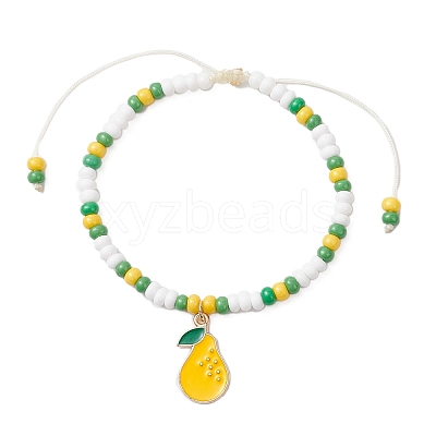 9Pcs Fruit Theme Alloy Enamel Charm Bracelets BJEW-MZ00206-01-1