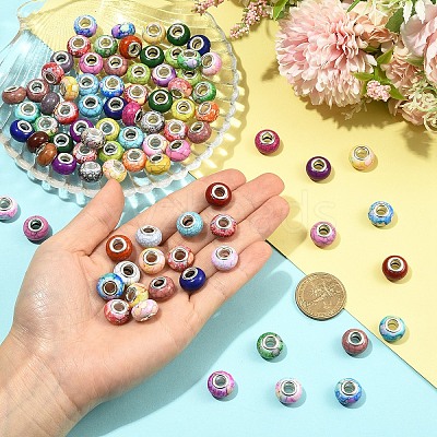 100Pcs 2 Styles Opaque Resin European Beads RPDL-YW0001-20-1