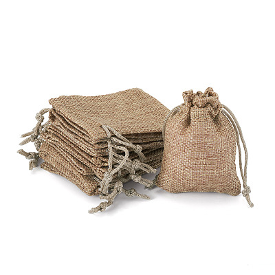 20Pcs Rectangle Polyester Imitation Burlap Packing Pouches Drawstring Bags ABAG-TA0001-95B-1