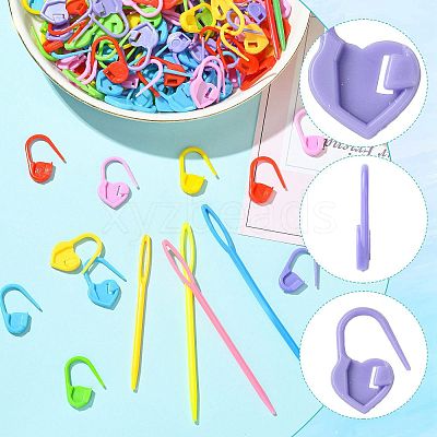 204Pcs 12 Styles Eco-Friendly ABS Plastic Knitting Crochet Locking Stitch Markers Holder IFIN-FS0001-67-1