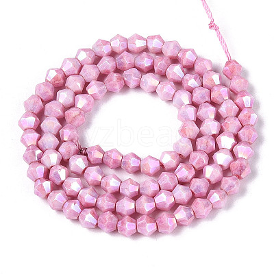 Anti-Tarnish Electroplate Bicone Glass Beads Strands X-EGLA-T021-4mm-16-04-1