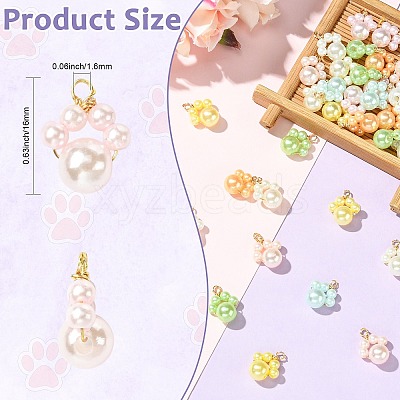 40Pcs 8 Style ABS Plastic Imitation Pearl Pendants PALLOY-CJ00177-1