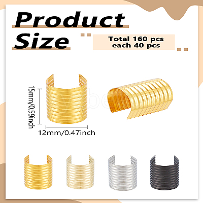 160Pcs 4 Colors Iron Folding Crimp Ends IFIN-LP0002-89-1