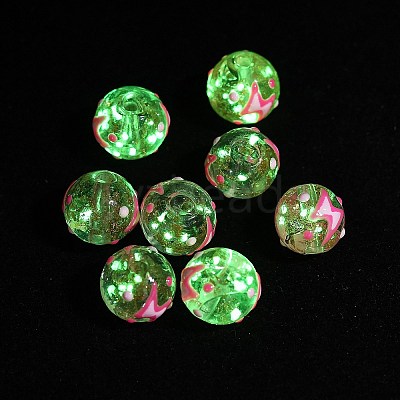 Luminous Handmade Enamel Gold Sand Glass Beads Strands LAMP-U004-08D-1
