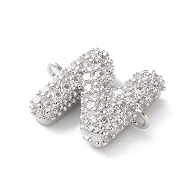Brass Micro Pave Cubic Zirconia Letter Links KK-I717-04N-P-1