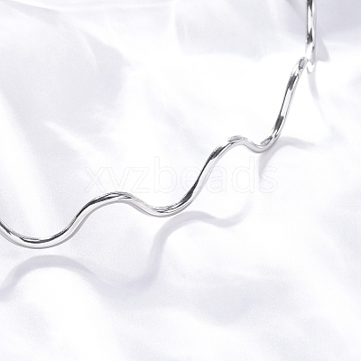 304 Stainless Steel Wave Shape Link Chain Necklaces for Women NJEW-S439-08P-1
