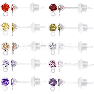 10Pairs 10 Colors  Resin Stud Earring Finding RESI-BBC0001-03-1