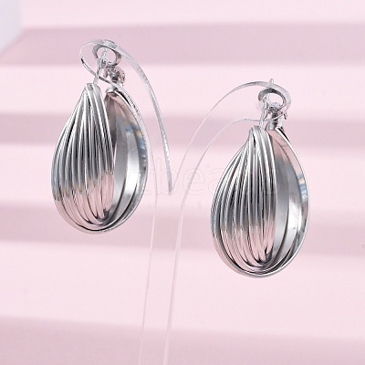 Brass Twist Hoop Earrings EJEW-R025-30P-1