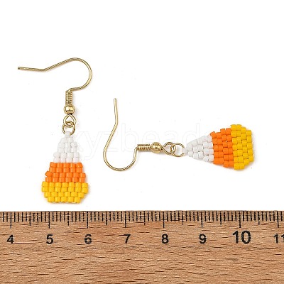Halloween Glass Candy Corn Dangle Earrings EJEW-MZ00801-1