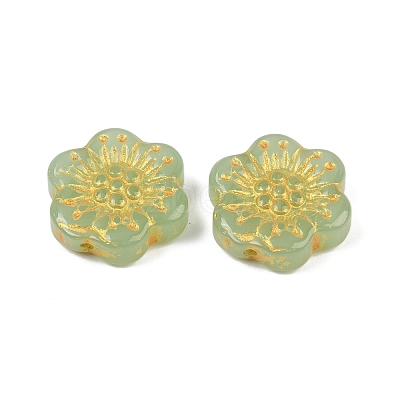 Baking Paint and Golden Metal Enlaced Glass Beads DGLA-T004-09C-1