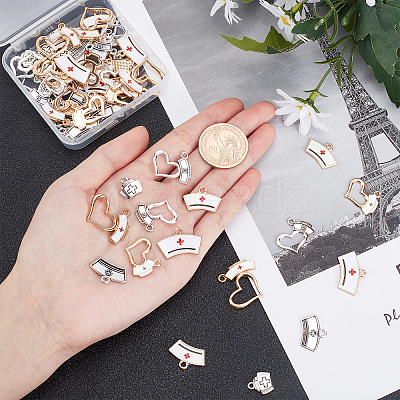 64Pcs 8 Style Alloy Pendant Sets FIND-AR0001-34-1