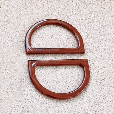 D Shaped Plastic Imitation Wood Bag Handles FIND-WH0111-301C-1