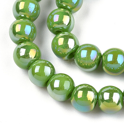 Electroplate Opaque Glass Beads Strands GLAA-T032-P6mm-AB06-1