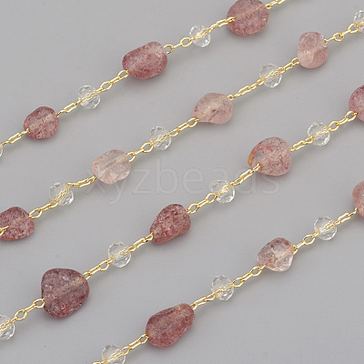 Handmade Natural Strawberry Quartz Beaded Chains CHC-I031-11D-1